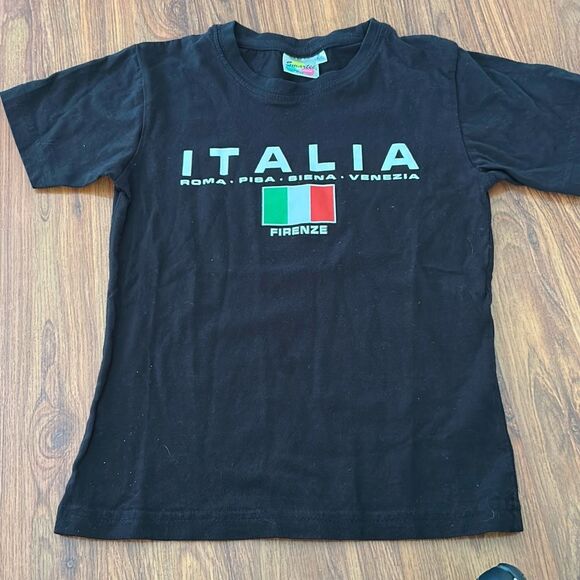 Italia Firenze Smartee 100% cotton kids T-shirt size 5/6 black Italian t shirt - Picture 1 of 4
